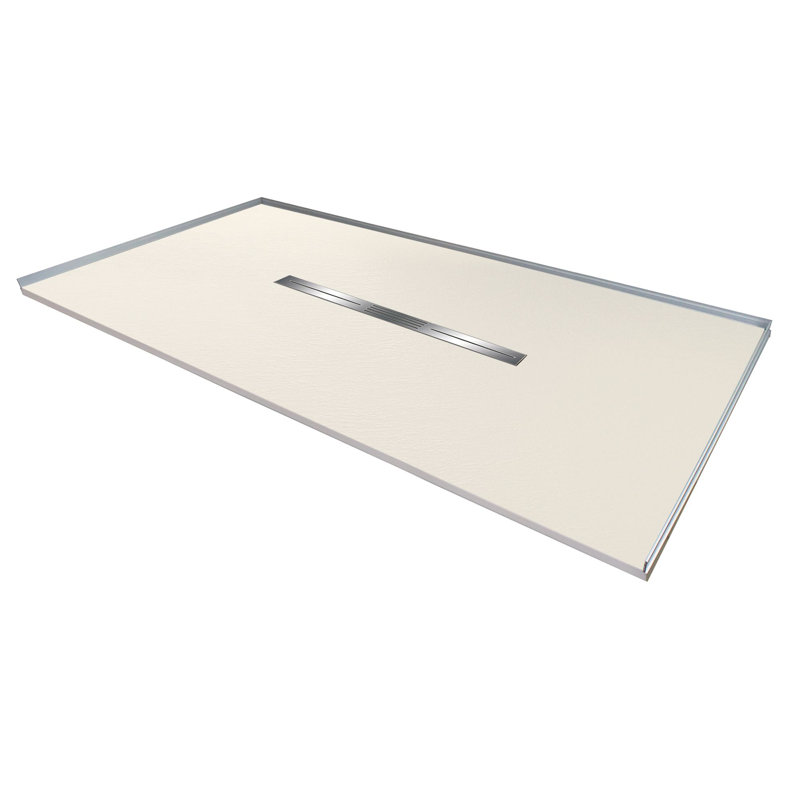 Transolid Trimslate 36-in Zero Threshold Shower Base with Center Drain, Cameo
