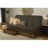 Stratford Queen 87" Wide Futon Frame and Mattress with Drawer Set