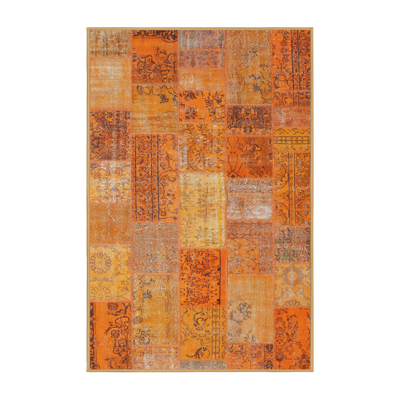 Tapis contemporain jaune, Rectangle 6 pi x 9 pi