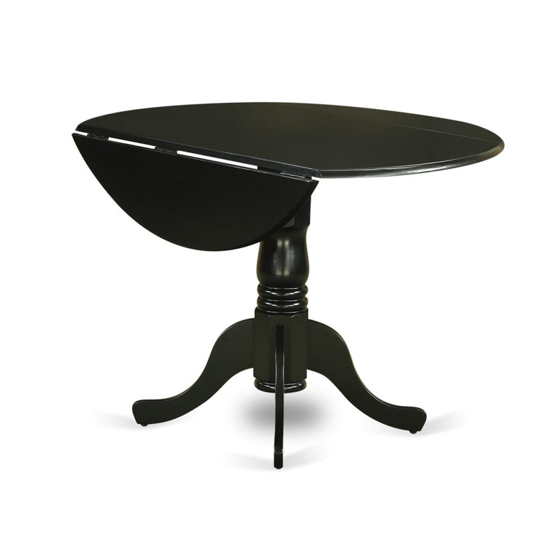 Ensemble de table de salle à manger 3 pièces comprenant une table de cuisine ronde avec Dropleaf et 2 chaises rembourrées, noir