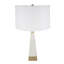 Lampe de table pyramidale blanche et dorée de 15 po x 26 po avec abat-jour tambour (assemblage de l'abat-jour requis)
