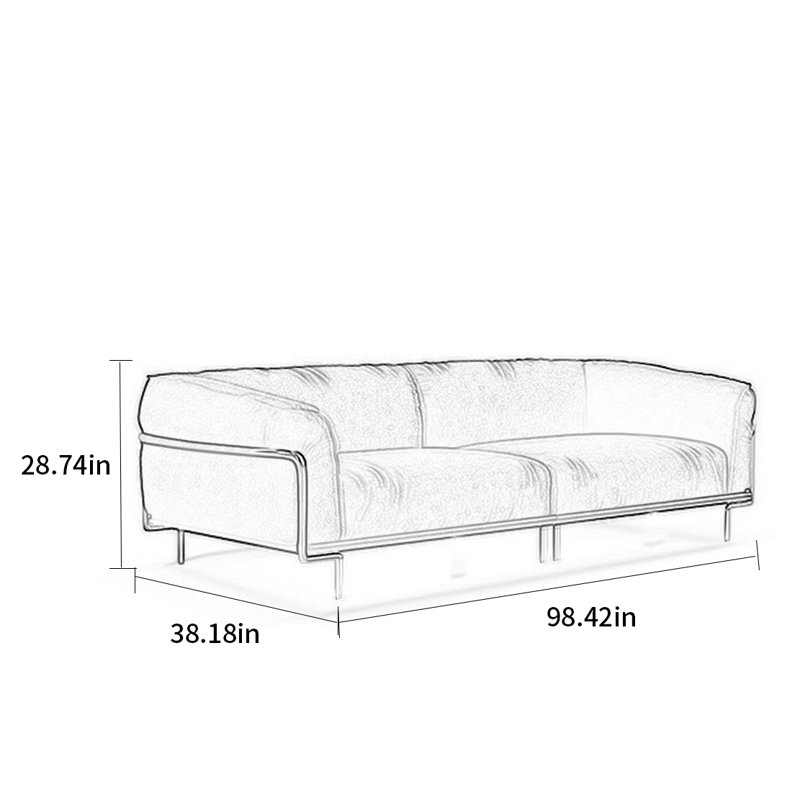 Canapé rétro en tissu simple, H 28,74 po x l 98,42 po x P 38,18 po