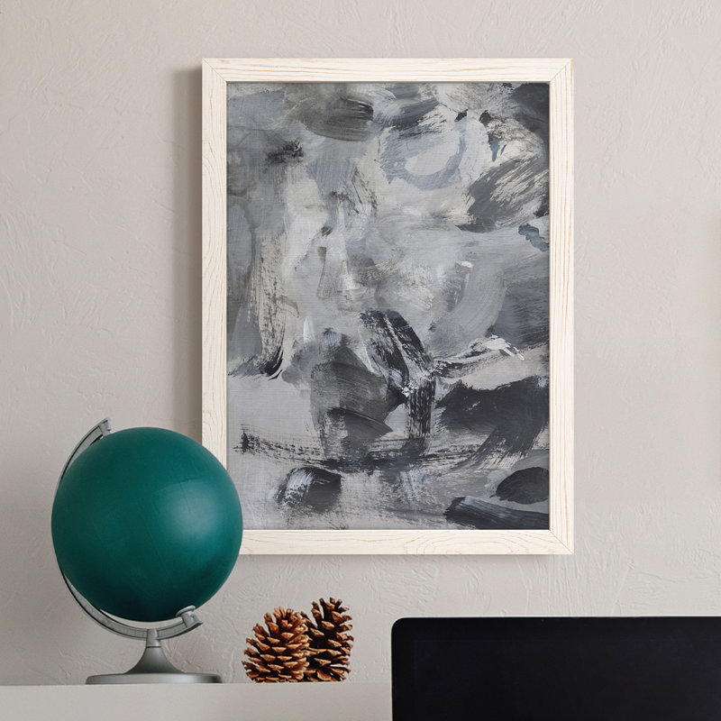 " Black & White Mix I ", 17" H x 20" W x 1" D, White Framed
