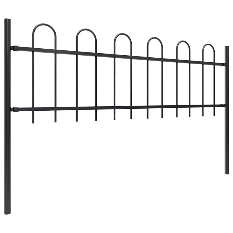 Clôture en métal noir H 24 po x l 200,8 po, H 2 pi x l 33,5 pi