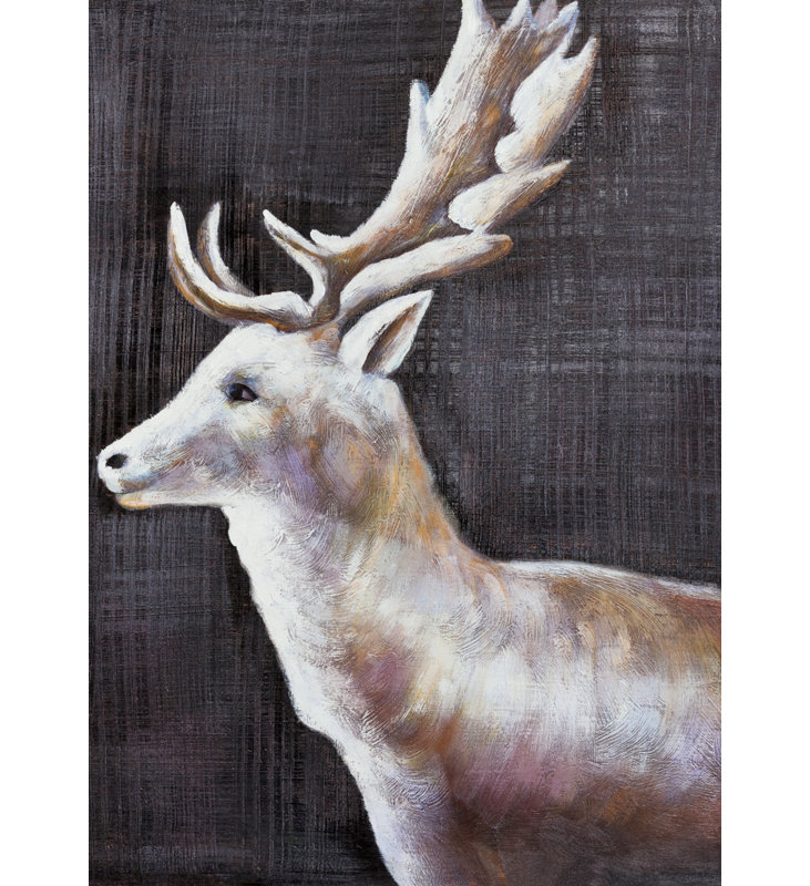 Deer Profile View in the Dark - Toile brune, décoration intérieure
