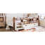 Lit simple à plancher compact avec rangement, conception en bois massif, adapté aux enfants