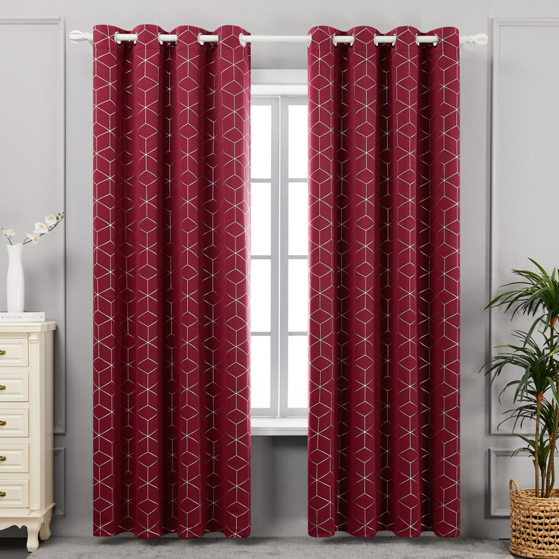 Bost Room Darkening Thermal Curtains, Red, Width 168 x Drop 183 cm