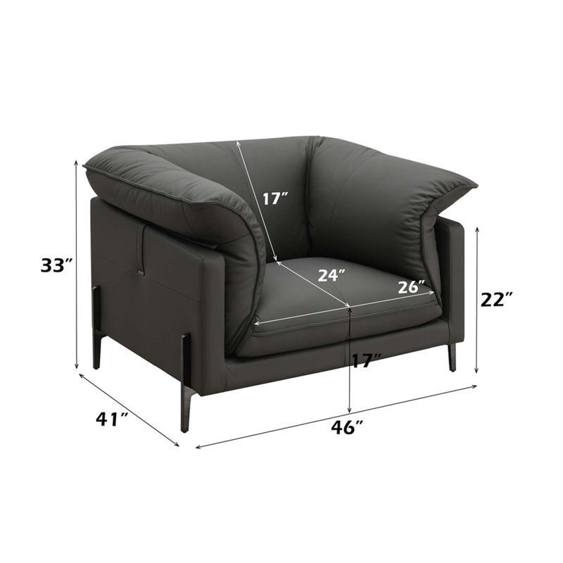 Chaise Tadi, cuir fleur noir