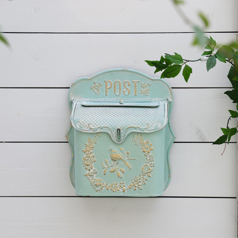 Boîte aux lettres murale rétro en métal pour l'extérieur de la maison, verrouillable, Vert