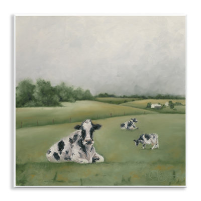 Vaches laitières broutant - peinture sur toile