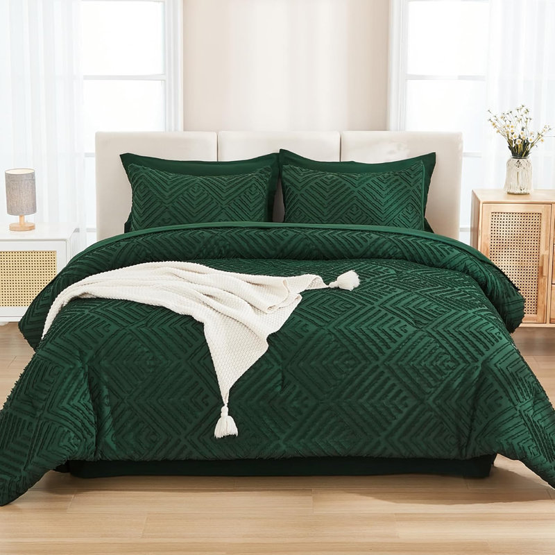 Ensemble d'édredon moelleux 7 pièces dans un sac, Très grand lit, Vert émeraude