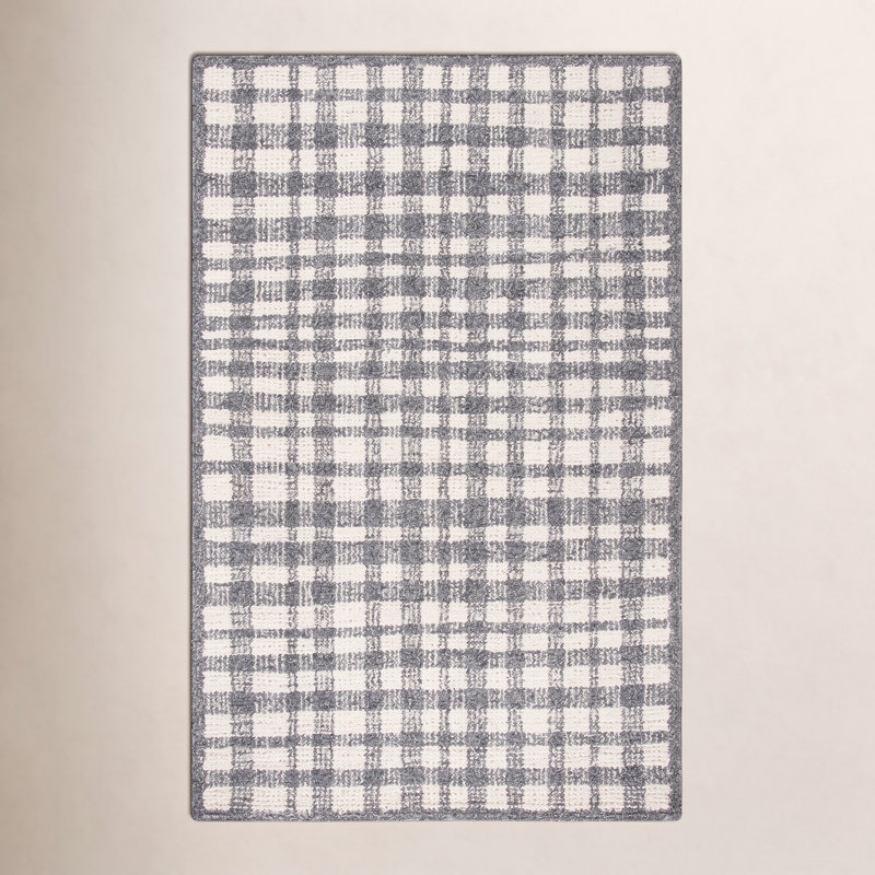 Tapis ivoire / noir touffeté à la main Eldon, Rectangle 8 pi x 10 pi