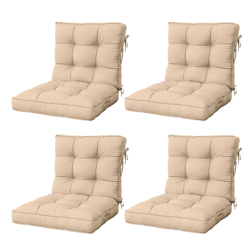 Anjelyka 20"W X 20"D Outdoor Cushions Indoor And Outdoor Seat/Back Cushion, Upgraded Filled Patio Chair Cushions, Sand, 4