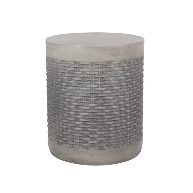 Table d'appoint d'extérieur en béton léger - ronde 15,75 po, motif panier