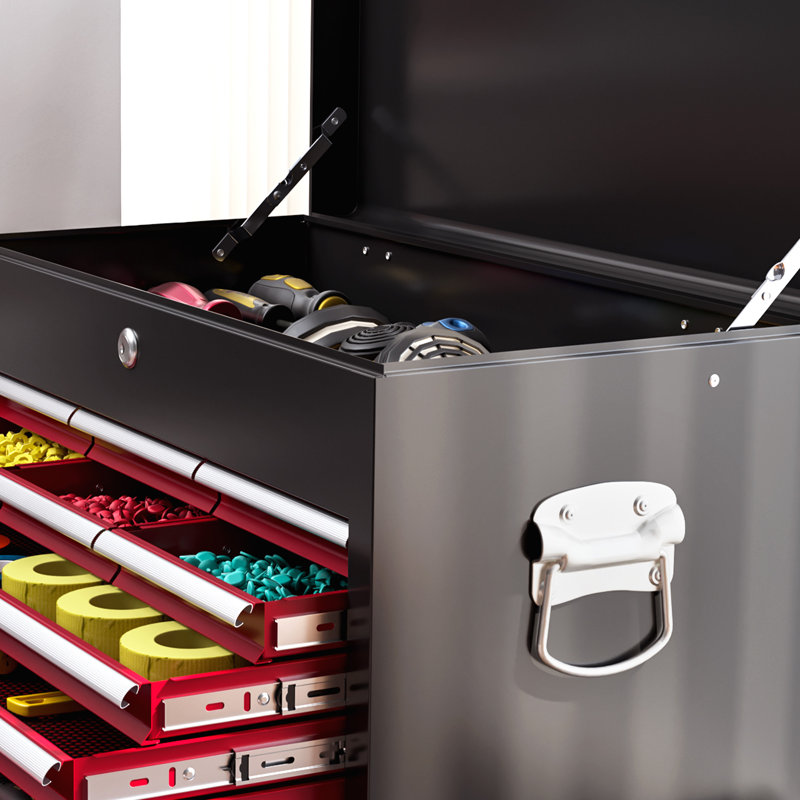 Armoire à outils verrouillable avec 14 tiroirs, Rouge