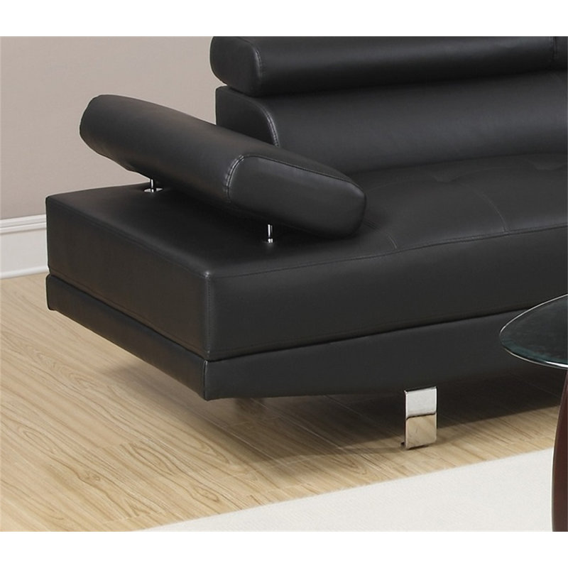 Canapé de couleur modulaire en similicuir ajustable, Similicuir noir