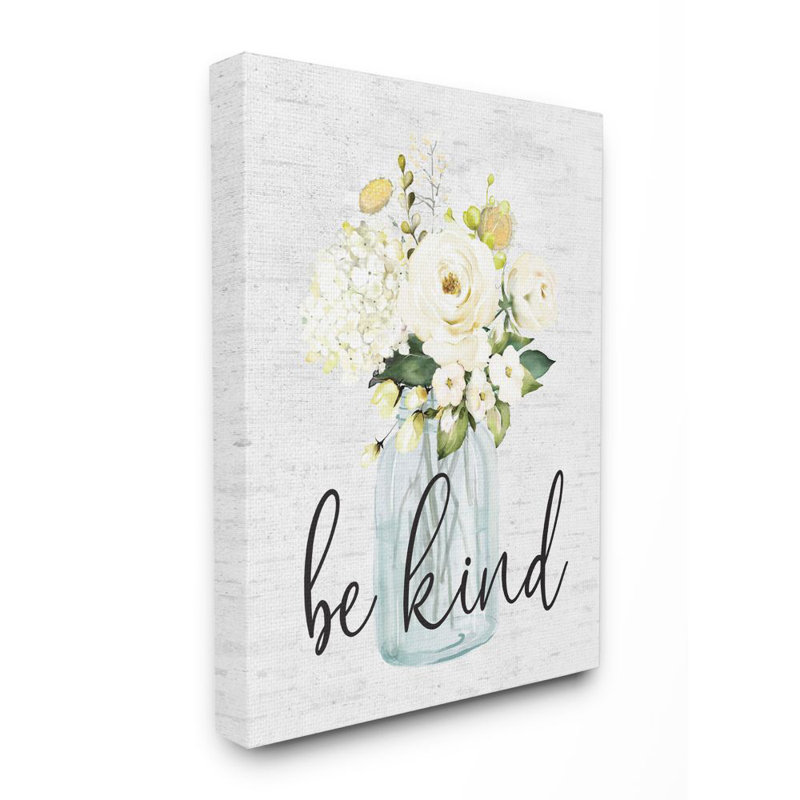 Be Kind Floral Bouquet Canvas Wall Art