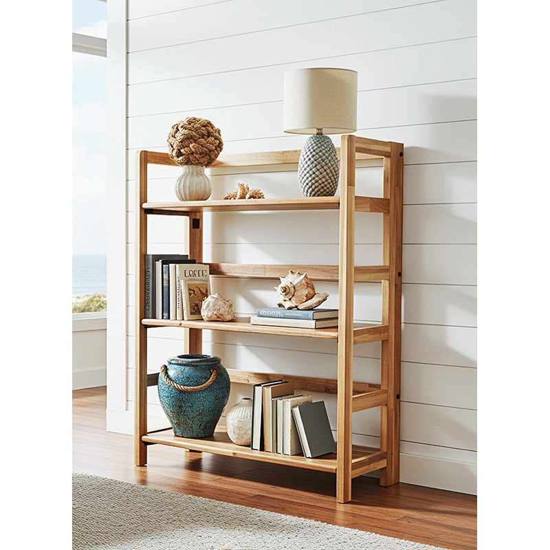 Bibliothèque étagère en bois massif Jil H 34 po x l 27,5 po, Naturel