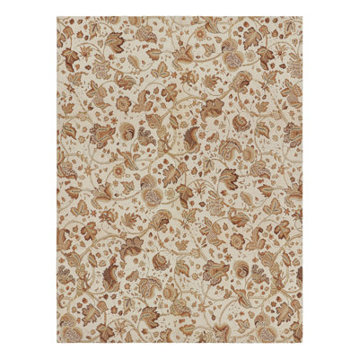 Rug & Kilim’S Tudor Style Rug In White & Cream With Beige-Brown Floral Patterns