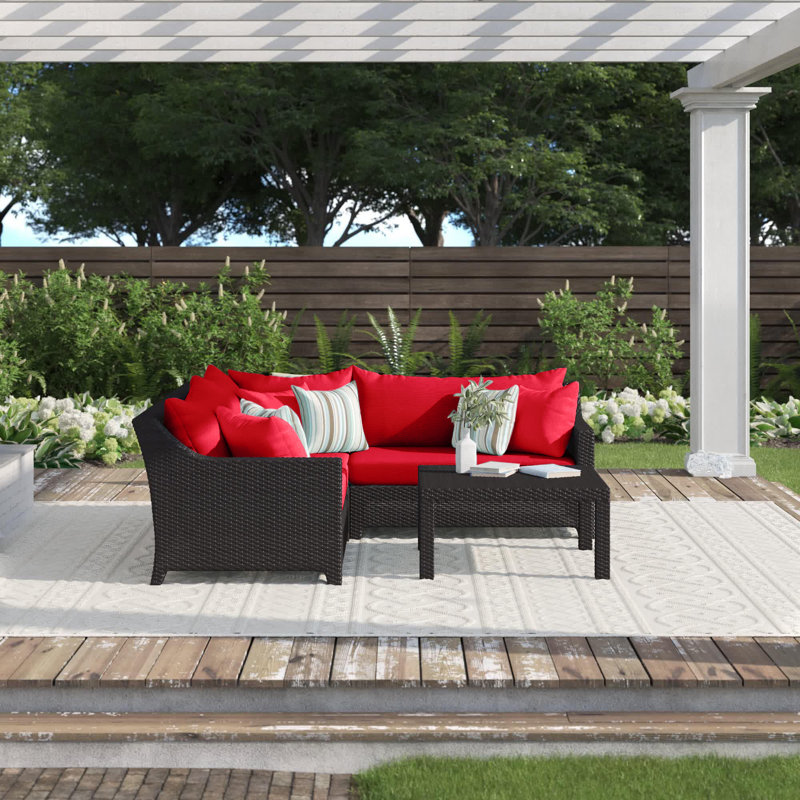 Ensemble de conversation modulaire avec coussins Sunbrella Fionnula, Toile Sunbrella® rouge Jockey