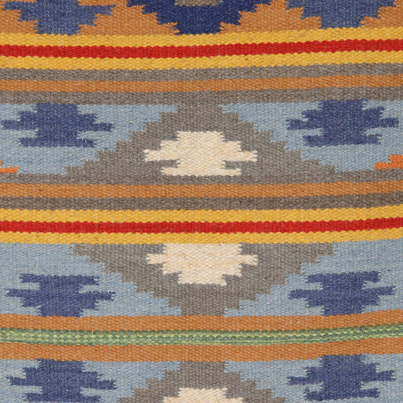 Tapis brun foncé / orange / bleu en laine tissé à la main 3 pi x 5 pi 1 po Tolanda