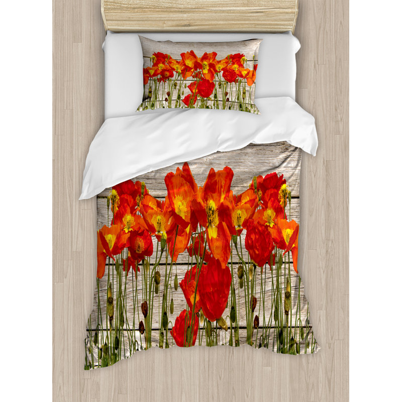 Traditional Polyester Floral Duvet Cover, Twin