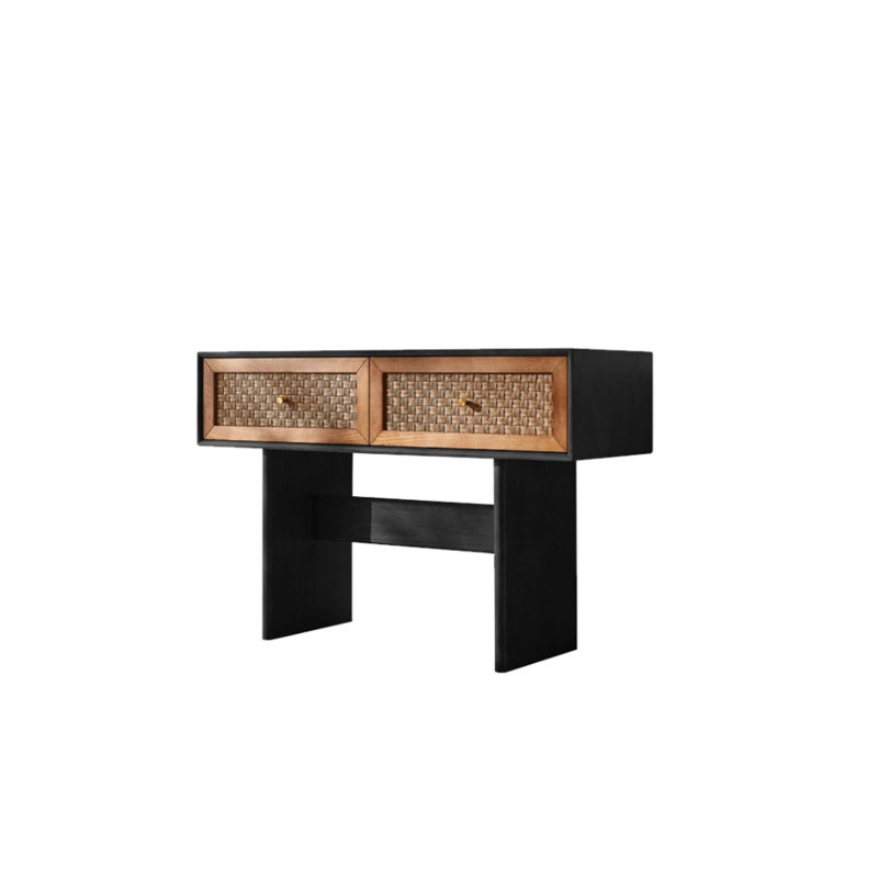 Commode d'appoint en rotin, Noir