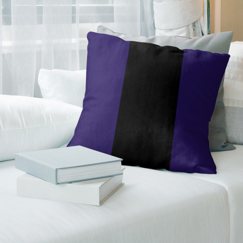 Housse de coussin décoratif baltimore retour, 20 po x 20 po, Mauve / Noir, Simili suède