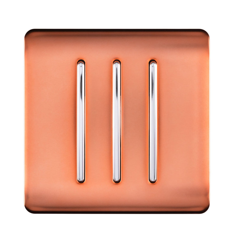 Trendi Switch 3 Gang 1 or 2 way Rocker Light Switch, Copper