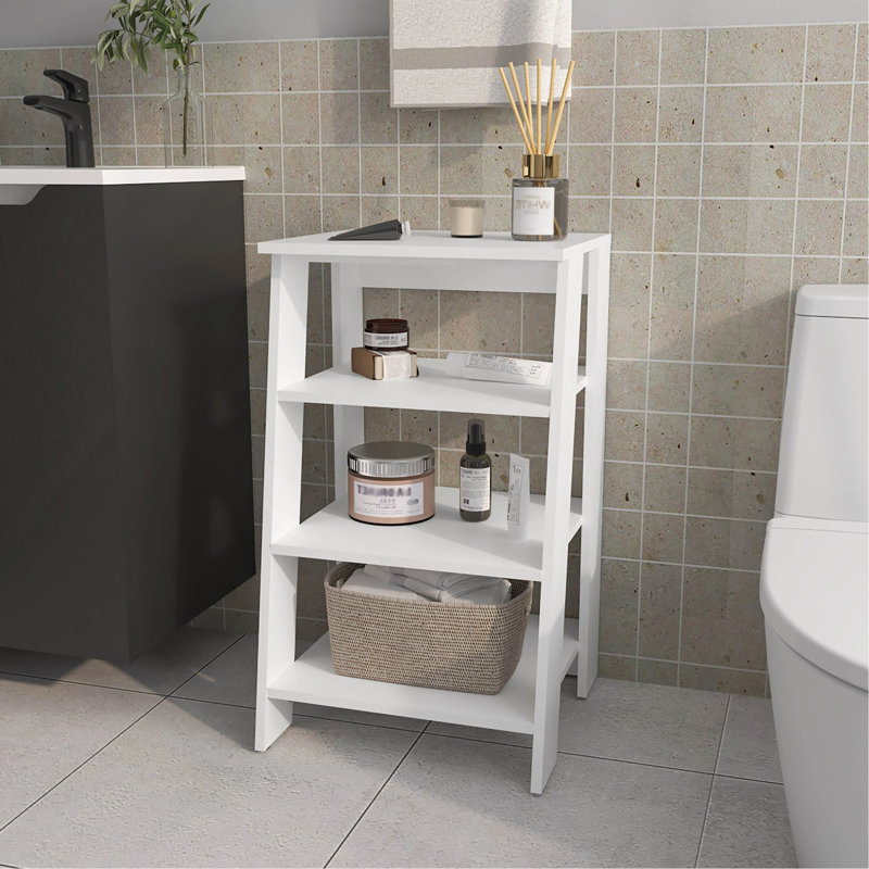 Étagère de salle de bain autoportante avec rangement ouvert, Blanc
