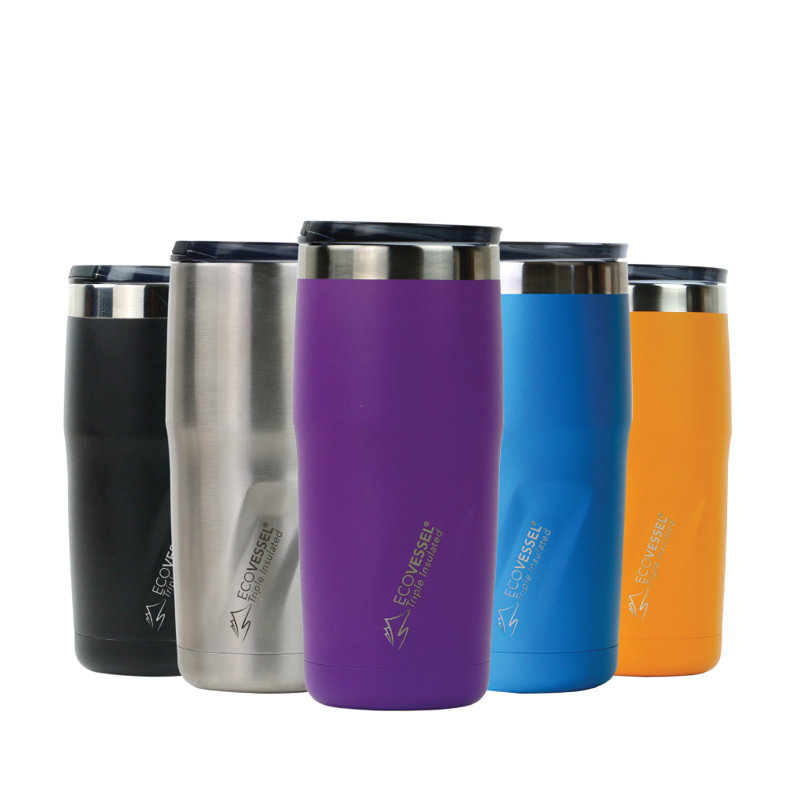 EcoVessel Vacuum Insulated Stainless Steel Travel Mug, Silver