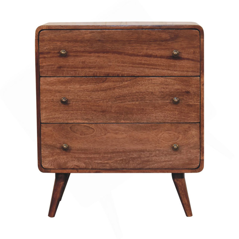 Commode courbée en bois massif et miel et caramel, Marron clair