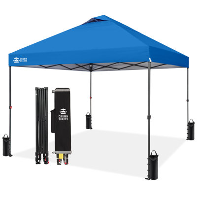 CROWN SHADES 10' x 10' Commercial Pop-Up Canopy Tent with Center Lock and Metal Frame, Blue