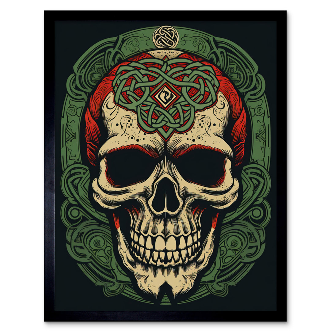Basler Celtic Design Skull Old School USA Tattoo Ink Body Rockabilly Americana - Single Picture Frame Print