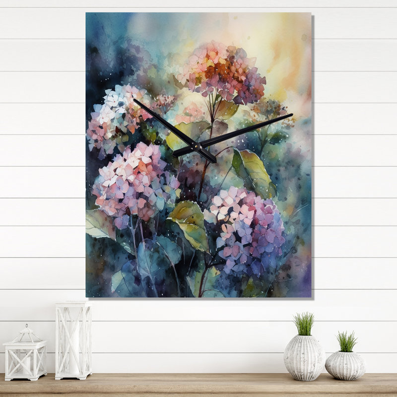 Jaremiah - Horloges murales à hortensia floral, H 40 po x l 30 po x P 1 po