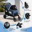 Poussette pour grand chien (capacité de 63,5 kg) avec rampe d'accès arrière, pliage à une main, frein au pied, roues pivotantes à 360° et wagon tout-terrain en filet aéré, bleu-135712121