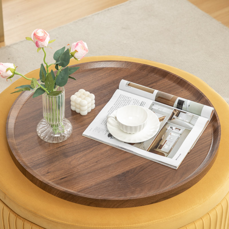 Fareid Walnut Veneer Wood Serving Tray, 29" W x 29" D x 1.2" H