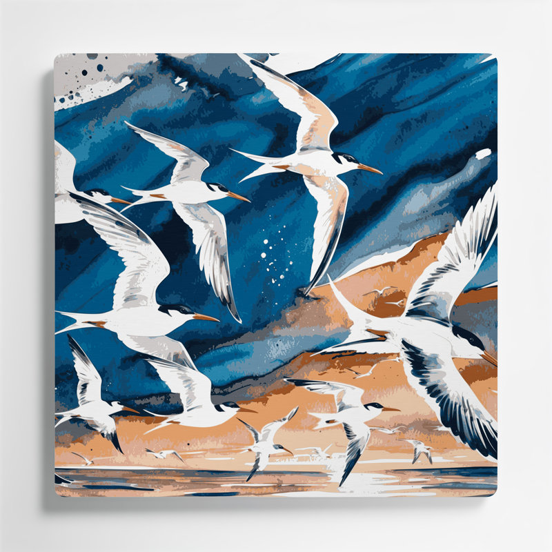 Art mural en métal, oiseaux, sterne, H 12 po x l 12 po