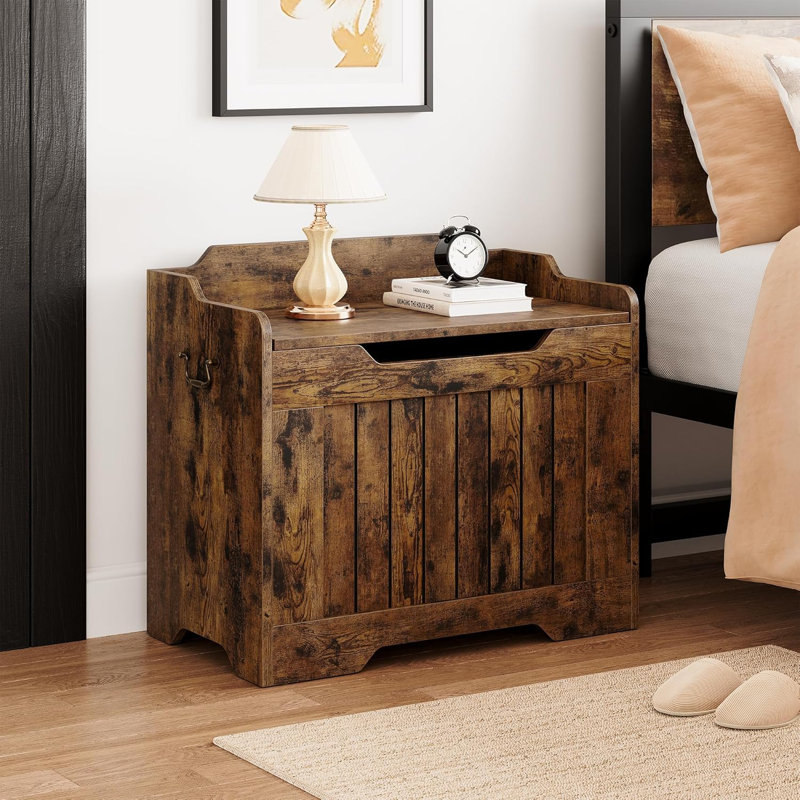 Wood Toy Chest with Safety Hinge, Storage Bench Trunk for Entryway or Playroom, 350 lbs Weight Capacity, Brown