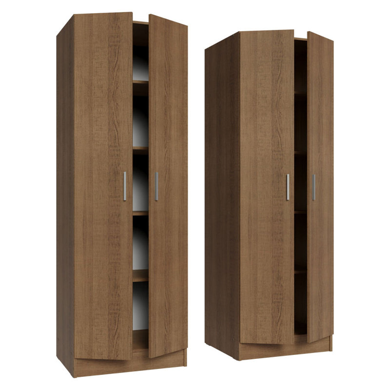 Madesa Kitchen Pantry Set Storage Cabinet 4 Doors 8 Utility Shelves 47"L Wooden Organization Unit for Kitchen 6 Adjustable Shelves Anti Tipping - Rustic