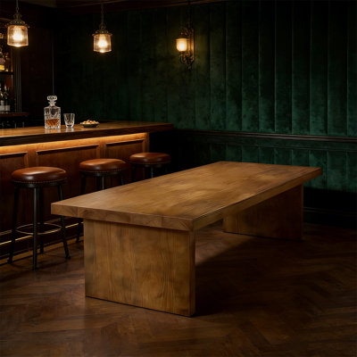 Modern lounge and collaborative workspace solid wood table