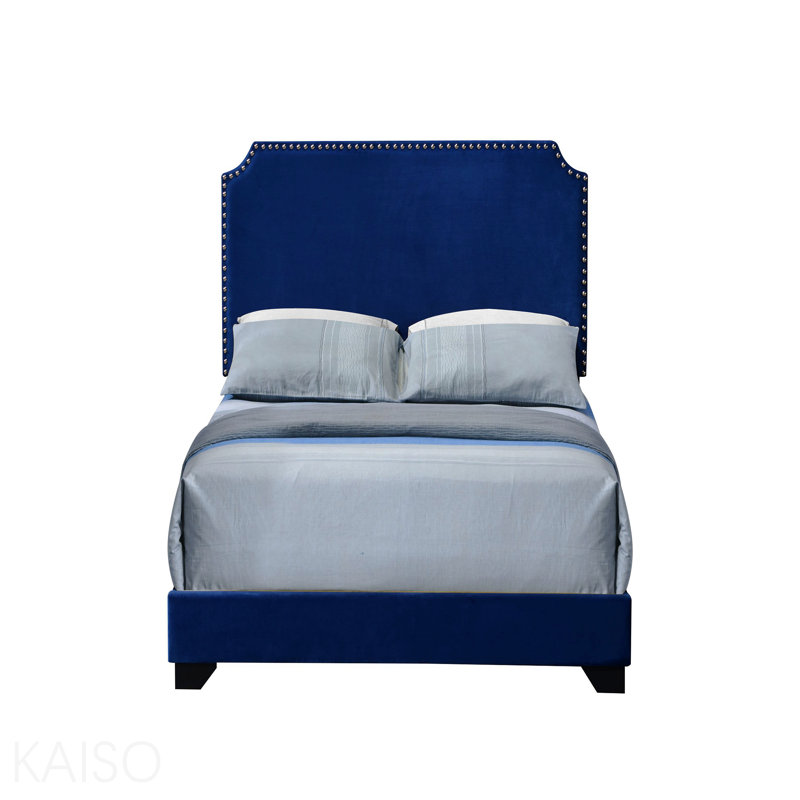 Grand lit, velours bleu Haemon