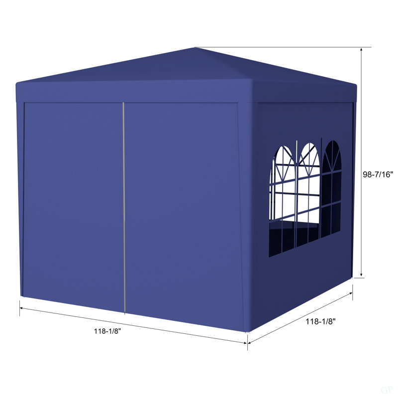 10'X10' Party Tent Outdoor Heavy Duty Gazebo Wedding Canopy + 4 Removable Walls ,Blue, Blue