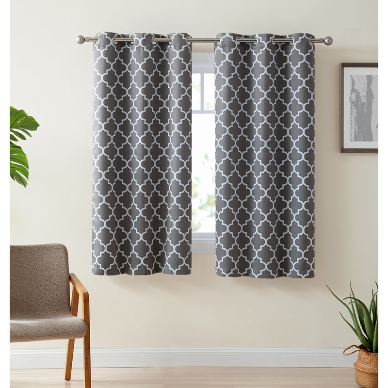 Alexuis Blackout Curtain Pair, Gray, 37" W x 63" L