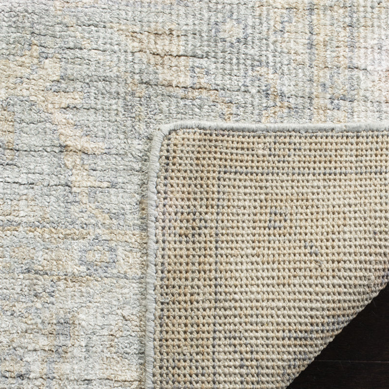 Tapis bleu clair touffeté à la main Brune, Rectangle 5 pi x 8 pi