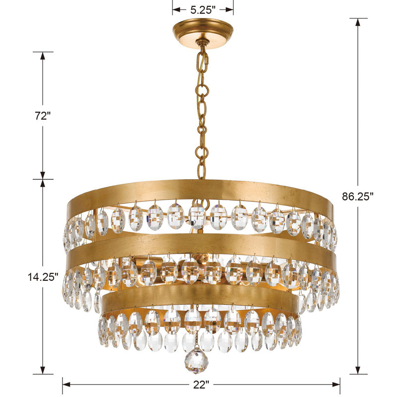 Swanner 5 - Light Dimmable Tiered Chandelier, Gold