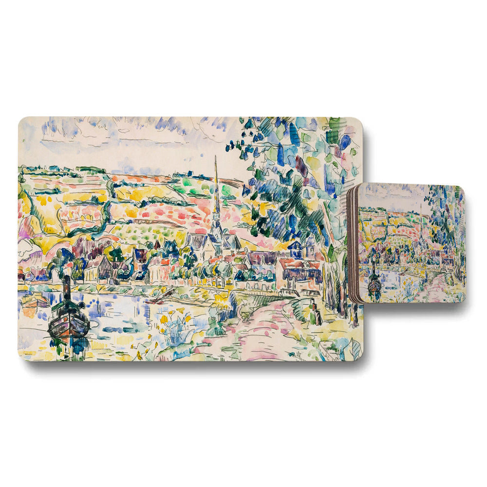 Watercolor Cityscape Placemats And Coasters Set For Dining Table