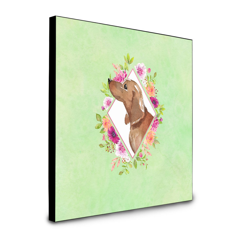 Panneau mural Dollman Flowers, Vert, Teckel brun