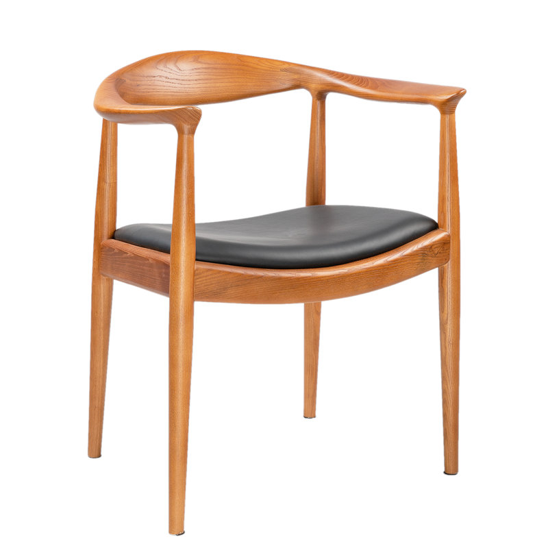 Lailyn Upholstered Dining Chair, Kennedy Armchair, Light Yellow Wood