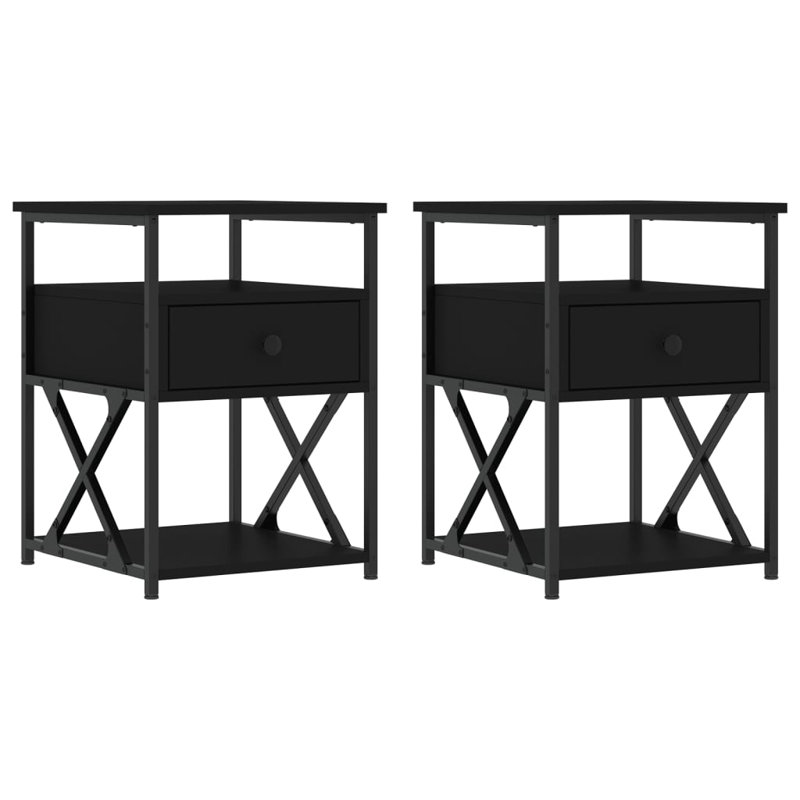 Raimondo 40cm W Iron Bedside Table, Black